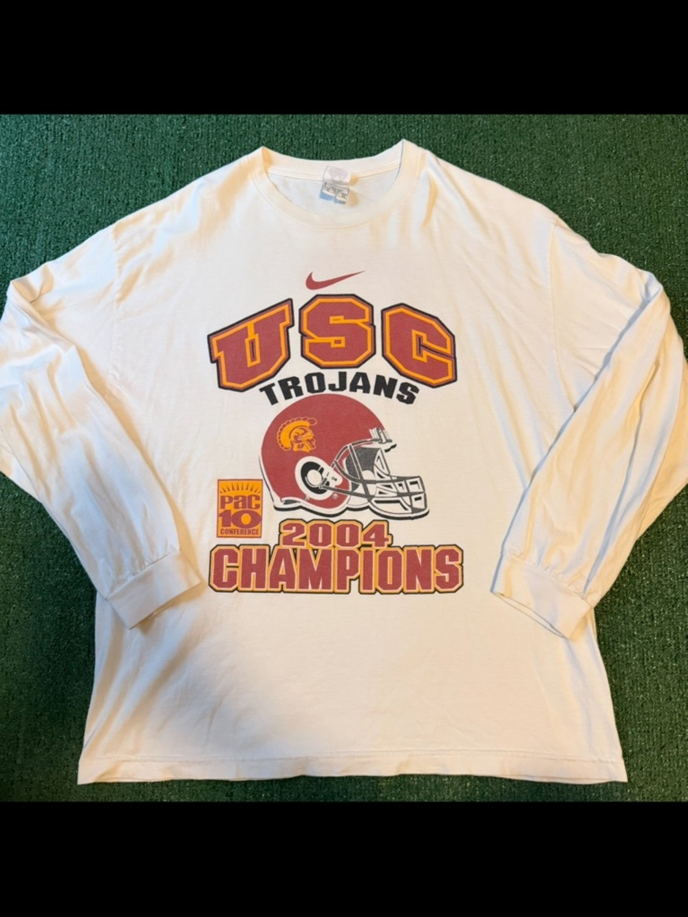 USC Trojans 2004 Champions Long Sleeve White Shirt XL